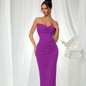 Strapless Fitted Gown with Side Slit (VIPGirl) Size L